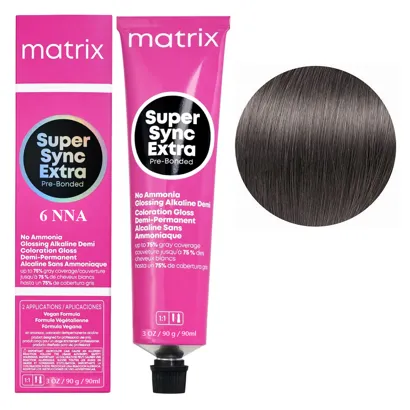 6NNA Темний блондин натуральний інтенсивний Тонер для волосся на лужній основі без аміаку, 90 мл SUPER SYNC EXTRA  Pre-Bonded MATRIX  