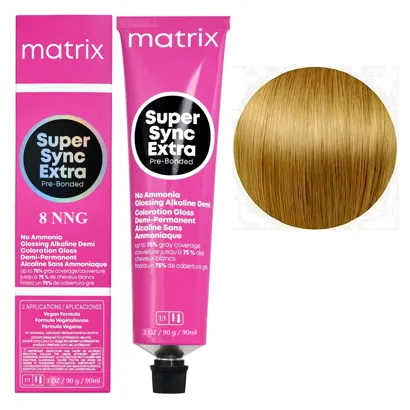 8NNG Світлий блондин натурально-золотистий інтенсивний Тонер для волосся на лужній основі без аміаку, 90 мл SUPER SYNC EXTRA Pre-Bonded MATRIX