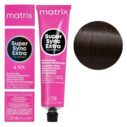 4NN Шатен натуральний інтенсивний Тонер для волосся на лужній основі без аміаку, 90 мл SUPER SYNC  EXTRA Pre-Bonded MATRIX