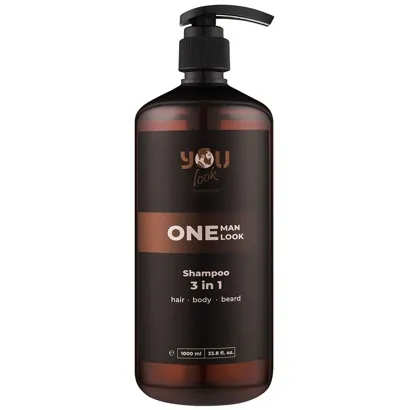 Шампунь 3 в 1 для волосся, тіла та бороди чоловіків, 1000 мл Shampoo 3 in 1 ONE MAN LOOK You look Professional