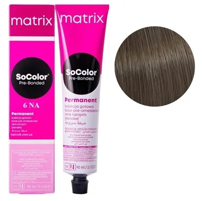 6NA темний блондин натурально-попелястий Крем-фарба для волосся, 90 мл SoColor Pre-Bonded MATRIX (оновлений дизайн)
