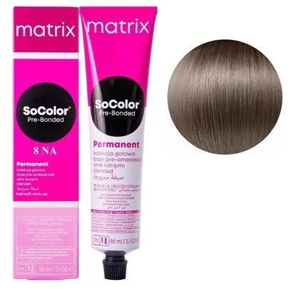 8NA світлий блондин натуральний попелястий Крем-фарба для волосся, 90 мл SoColor Pre-Bonded MATRIX (оновлений дизайн)