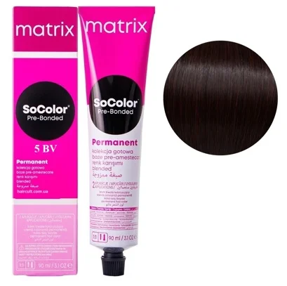 5BV світлий шатен коричнево-фіолетовий  Крем-фарба для волосся, 90 мл SoColor Pre-Bonded MATRIX (оновлений дизайн)