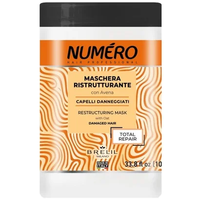 Крем-маска, що відновлює волосся з витяжкою вівса, 1000 мл Restructuring Mask with Oats Avena Numero BRELIL Professional