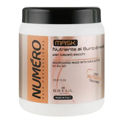 Крем-маска живильна з каріте та авокадо, 1000 мл Nourishing Mask with Shea Butter Karite Numero BRELIL Professional