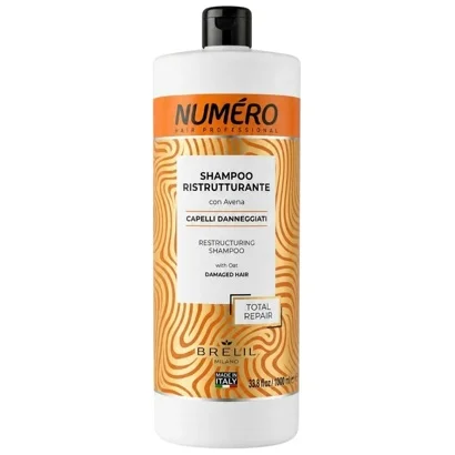 Шампунь, що відновлює волосся з екстрактом вівса, 1000 мл Restructuring Shampoo with Oats Avena Numero BRELIL Professional