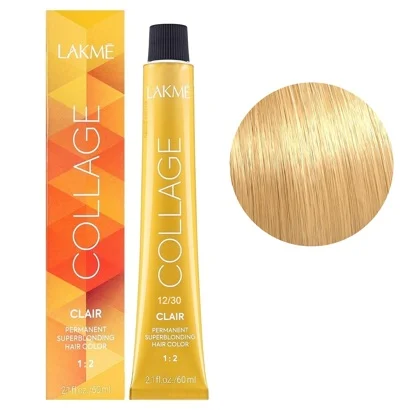 12/30 Суперосвітлюючий світло-білявий золотистий  Крем-фарба для волосся стійка, 60 мл Permanent Hair Color COLLAGE LAКME