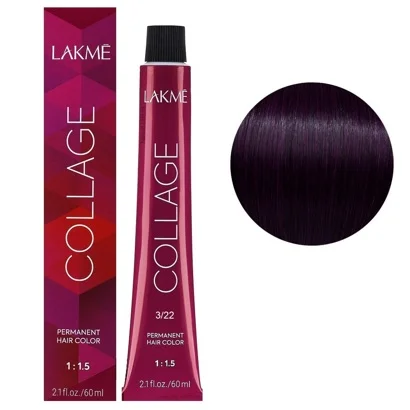 3/22 Темно-каштановий фіолетовий яскравий Крем-фарба для волосся стійка, 60 мл Permanent Hair Color COLLAGE LAКME