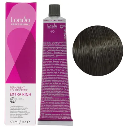4/0 середній брюнет Стійка фарба для волосся, 60 мл Permanent Color Londa Professional