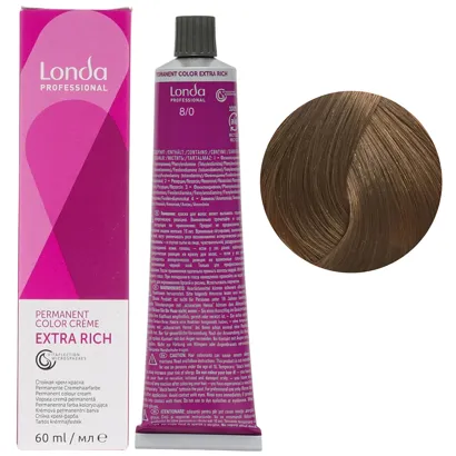 8/0 світлий блондин Стійка фарба для волосся, 60 мл Permanent Color Londa Professional
