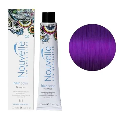022 фіолетовий Стійка крем-фарба для волосся, 100 мл Permanent Hair Color Nouvelle