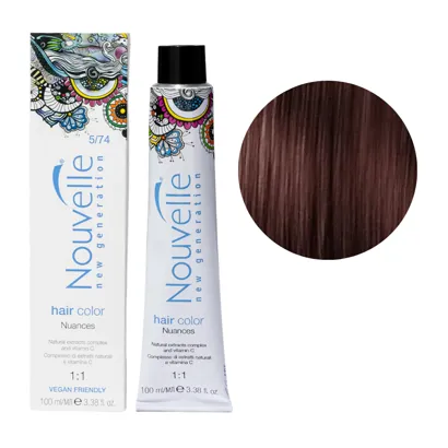 5/74 палісандрове дерево Стійка крем-фарба для волосся, 100 мл Permanent Hair Color Nouvelle