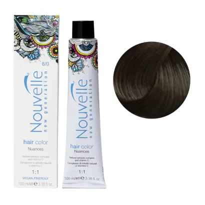 6/0 Насичений темно-русявий Стійка крем-фарба для волосся, 100 мл Permanent Hair Color Nouvelle