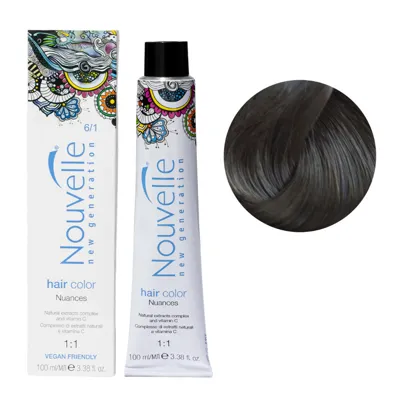 6/1 темно-попелястий русявий Стійка крем-фарба для волосся, 100 мл Permanent Hair Color Nouvelle