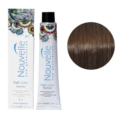 6/7 горіх Стійка крем-фарба для волосся, 100 мл Permanent Hair Color Nouvelle